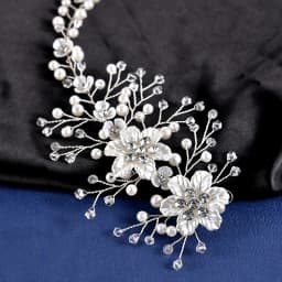 Imitation Pearl White Flower Hair Band Handmade Rhinestone Headband Women Bridal Headwear Wedding Party Hair Accessories