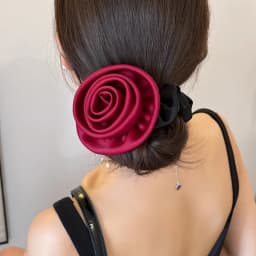 2024 Autumn Classic Bordeaux Satin Hair Ties with Vintage Rose Design FrenchStyle Rose Shape Scrunchies Elegant Hair Accessories