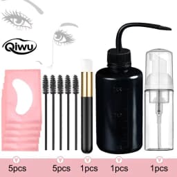 13Pcs Eyelash Extension Cleaning Kit 5 in 1 Lash Shampoo Brush Soap Foam Washing Bottle Set Eyebrow Mascara Wand Eye Pad Patches