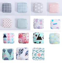 Women Sanitary Napkin Tampon Storage Bag Cute Makeup Pouches Zipper Women Cosmetic Lipstick Key Earphone Data Cables Organizer