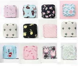 Women Sanitary Napkin Tampon Storage Bag Cute Makeup Pouches Zipper Women Cosmetic Lipstick Key Earphone Data Cables Organizer