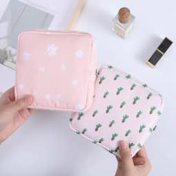 Women Sanitary Napkin Tampon Storage Bag Cute Makeup Pouches Zipper Women Cosmetic Lipstick Key Earphone Data Cables Organizer