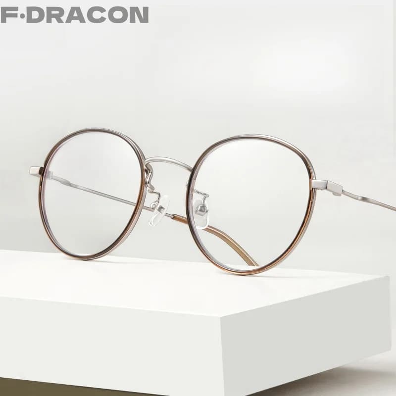 TR90 Alloy Anti Blue Light Office Glasses Retro Round Frame Women's Frame Ultra Light Optical Prescription Glasses Frame 6833