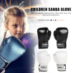 2Pcs Kids Boxing Gloves Children Punch Training Sparring Kickboxing Fighting Fitness Mitts Hitting Hand Protector Blue Black Red