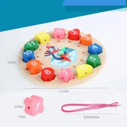 Wooden Blocks Puzzle Shape Number Color Sorting Clock Montessori Toys for Kids Early Education Penguin Patterns Time Learning