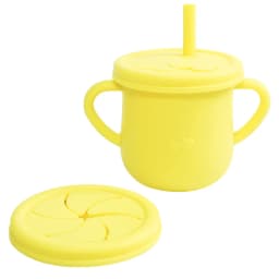 Silicone Baby Straw Cup - Cute Training Sippy Cup with Handles, Straws, Lids - Reusable Snack Cups Feeding Supplies for Toddlers