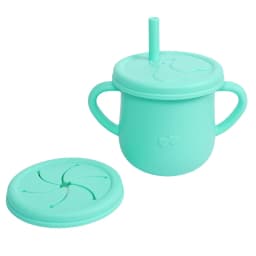 Silicone Baby Straw Cup - Cute Training Sippy Cup with Handles, Straws, Lids - Reusable Snack Cups Feeding Supplies for Toddlers