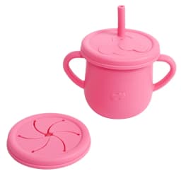 Silicone Baby Straw Cup - Cute Training Sippy Cup with Handles, Straws, Lids - Reusable Snack Cups Feeding Supplies for Toddlers