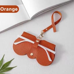 1pc Litchi Embossed Glasses Cover Cute Hanging PU Leather Sunglasses Reading Glasses Storage Bag Portable Travel Eyewear Holder