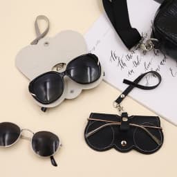 1pc Litchi Embossed Glasses Cover Cute Hanging PU Leather Sunglasses Reading Glasses Storage Bag Portable Travel Eyewear Holder
