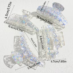Oversize Colorful Sequin Shark Hair Claw Clip For Women Elegant Transparent Geometric Headwear Hairpin Hair Accessories Gift