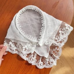 Pastoral Style Lace Bowknot Headscarf Hairhoop Turbans Triangle Scarf Hair Band Sweet Trendy Turban Girl Travel Hair Accessories