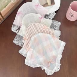 Pastoral Style Lace Bowknot Headscarf Hairhoop Turbans Triangle Scarf Hair Band Sweet Trendy Turban Girl Travel Hair Accessories