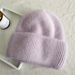 Fashion Warm Cashmere Wool Skullies Cap Angola Rabbit Fur Winter Knitted Beanies Women Female Ski Outdoor Solid Color Hats