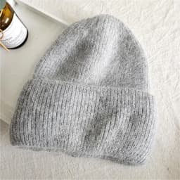 Fashion Warm Cashmere Wool Skullies Cap Angola Rabbit Fur Winter Knitted Beanies Women Female Ski Outdoor Solid Color Hats