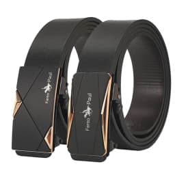 Fashion Men's Belt Men's Genuine Leather Belt Automatic Buckle Ratchet Belt Random Adjustment