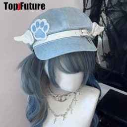 Wholesale Custom Made Customized Women Harajuku Gothic Lolita Beret Hat Cap Y2K Girl Angel Wing Dog Paw Handmade Sun Hats