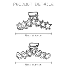 1pc Metal star silver large hair clip with simple design and high-end shark clip at the back of the head