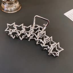 1pc Metal star silver large hair clip with simple design and high-end shark clip at the back of the head