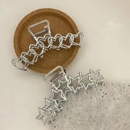 1pc Metal star silver large hair clip with simple design and high-end shark clip at the back of the head