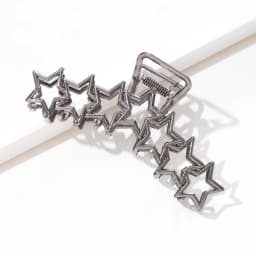 1pc Metal star silver large hair clip with simple design and high-end shark clip at the back of the head