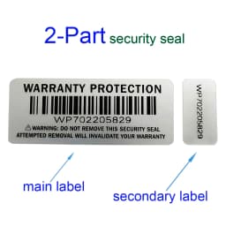 100 Pairs 2-part Warranty Protection Sticker Silver Security Seal Tamper Proof Primary and Secondary Double Numbered Labels