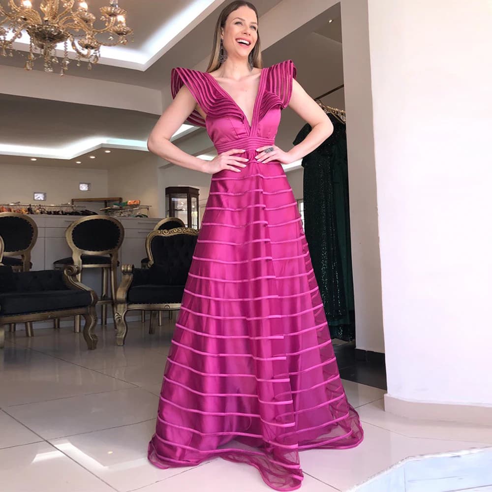 Temperament Satin Evening Dress Customized Elegant Deep V-Neck Homecoming Dresses Modern Open Back Formal Occasion Gowns