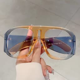 New Oversized Square Wide Leg Anti Blue Light Eyeglasses Women Vintage Red Patchwork Computer Glasses Frame Ladies Sexy Shades