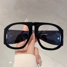 New Oversized Square Wide Leg Anti Blue Light Eyeglasses Women Vintage Red Patchwork Computer Glasses Frame Ladies Sexy Shades