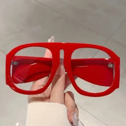 New Oversized Square Wide Leg Anti Blue Light Eyeglasses Women Vintage Red Patchwork Computer Glasses Frame Ladies Sexy Shades