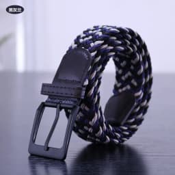 New Casual Stretch Braided Belt Trendy Men Black Pin Buckle Canvas Elastic Women Jeans Waist