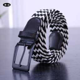 New Casual Stretch Braided Belt Trendy Men Black Pin Buckle Canvas Elastic Women Jeans Waist
