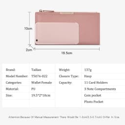 Multi-card Women's Long Wallet Portable PU Leather Card Holder Photo Holder Korean Style Note Compartments Purse Mother's Gift