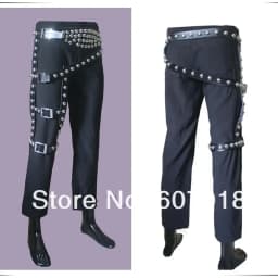 Impersonator Michael Joseph Jackson Costumes Jacket Stuff BAD JAM Leg Belt Punk Rivet Metal for Performance Show