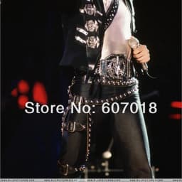 Impersonator Michael Joseph Jackson Costumes Jacket Stuff BAD JAM Leg Belt Punk Rivet Metal for Performance Show