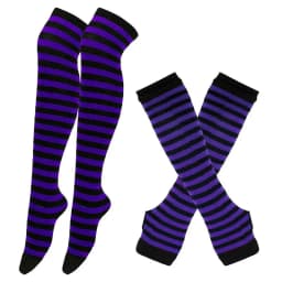 2Pair/Set Women Gothic Punk Over Knee Long Stripe Socks Girl Arm Sleeve Gloves Thigh High Cotton Socks Sweet Cute Christmas Gift