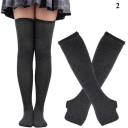 2Pair/Set Women Gothic Punk Over Knee Long Stripe Socks Girl Arm Sleeve Gloves Thigh High Cotton Socks Sweet Cute Christmas Gift