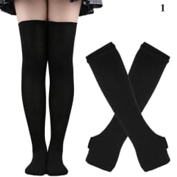 2Pair/Set Women Gothic Punk Over Knee Long Stripe Socks Girl Arm Sleeve Gloves Thigh High Cotton Socks Sweet Cute Christmas Gift