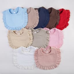 Solid Baby Bibs Adjustable Snap Saliva Towel Ruffled FrilEdge Muslin Cotton Burp Cloths A Grade Infant Boys Girls Feeding Scarf