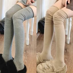 2pairs Women's Knee-length Socks Ladies Thigh-length SocksWarm Knitted Boot Socks Leg Warmers Japan JK Cotton Thigh High Bottoms