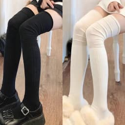 2pairs Women's Knee-length Socks Ladies Thigh-length SocksWarm Knitted Boot Socks Leg Warmers Japan JK Cotton Thigh High Bottoms