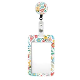 Flower Id Badge Holder With Badge Reel Retractable Card Holder Keychain Name Badge Identification Card Sleeve Clip Easy To Pull