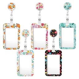 Flower Id Badge Holder With Badge Reel Retractable Card Holder Keychain Name Badge Identification Card Sleeve Clip Easy To Pull