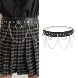 Witches vegan leather statement belt Moon Heart Circle chain belt goth rock Vintage Waistband For Women Girls