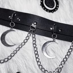 Witches vegan leather statement belt Moon Heart Circle chain belt goth rock Vintage Waistband For Women Girls