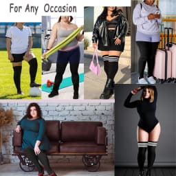 1 Pair Plus Size Thigh High Compression Socks Up To 200lb Striped Over Knee Long Boot Stockings Leg Warmers for Cosplay,Sports