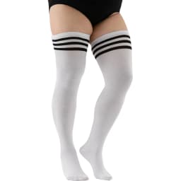 1 Pair Plus Size Thigh High Compression Socks Up To 200lb Striped Over Knee Long Boot Stockings Leg Warmers for Cosplay,Sports