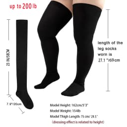 1 Pair Plus Size Thigh High Compression Socks Up To 200lb Striped Over Knee Long Boot Stockings Leg Warmers for Cosplay,Sports