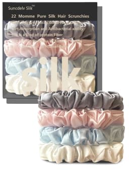 4PCS 100% Pure Mulberry Silk Hair Scrunchie Handmade Hairbands Women Hair Accessories Pure Color Natural HairTies Width 2CM