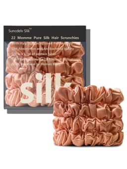 4PCS 100% Pure Mulberry Silk Hair Scrunchie Handmade Hairbands Women Hair Accessories Pure Color Natural HairTies Width 2CM